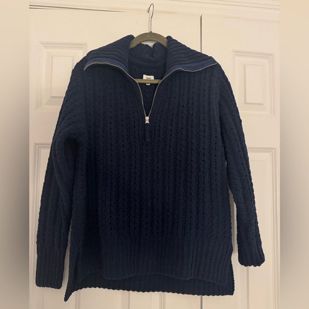 Navy Aerie Cable Car Quarter Zip Sweater - Never Worn